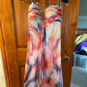 La Femme Multi-Color Floor Length Dress